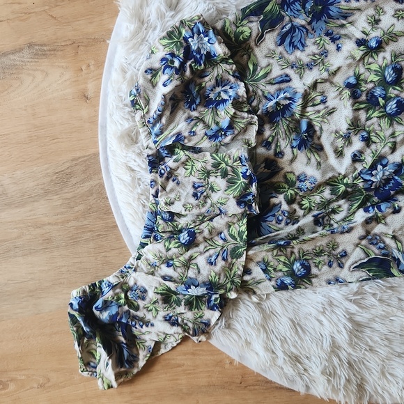 Warehouse Lily Print One Shoulder Ruffle Top Dress Size 10 Blue Floral Print - Picture 4 of 10